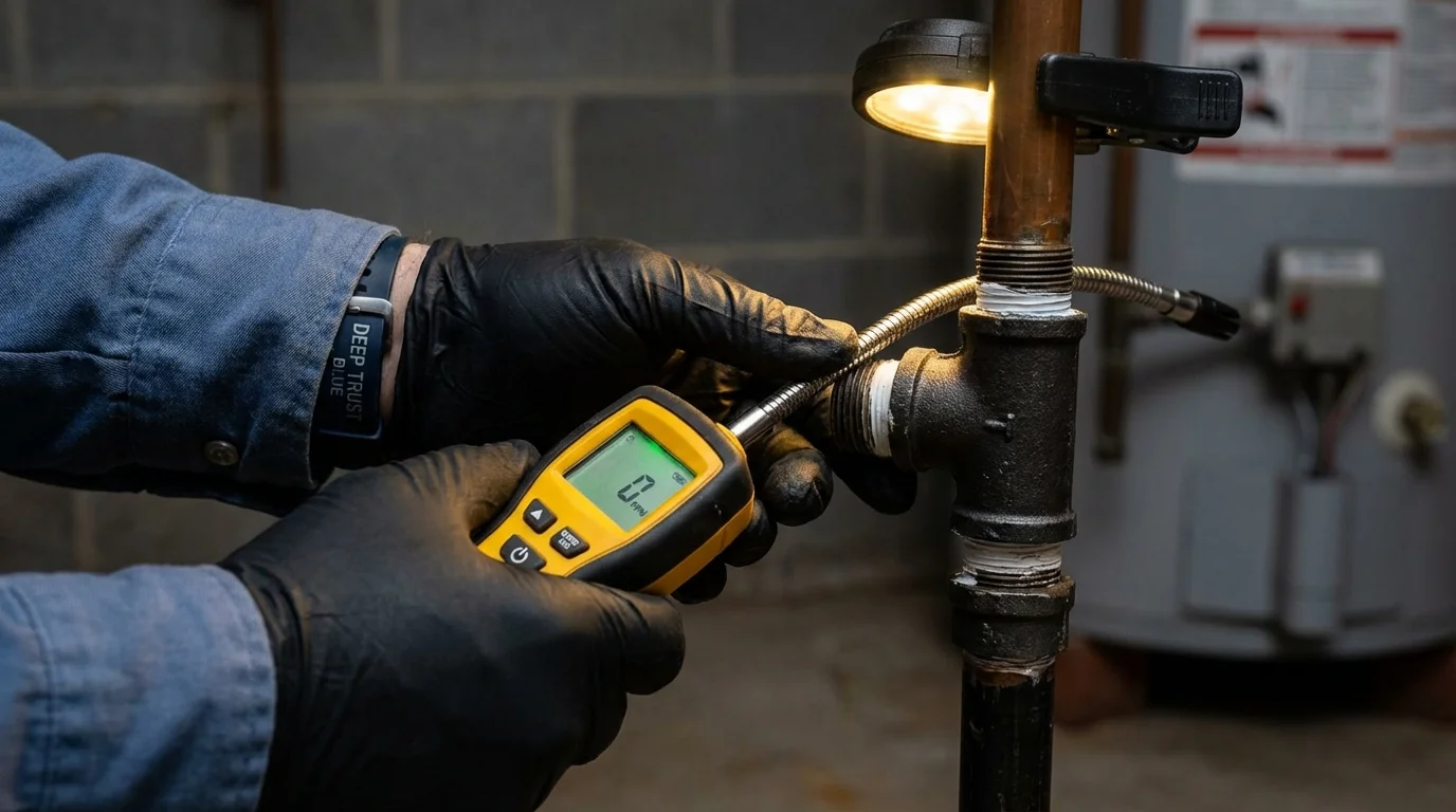 Gas leak detection with electronic sniffer by Johns Plumbing LLC in Fairland