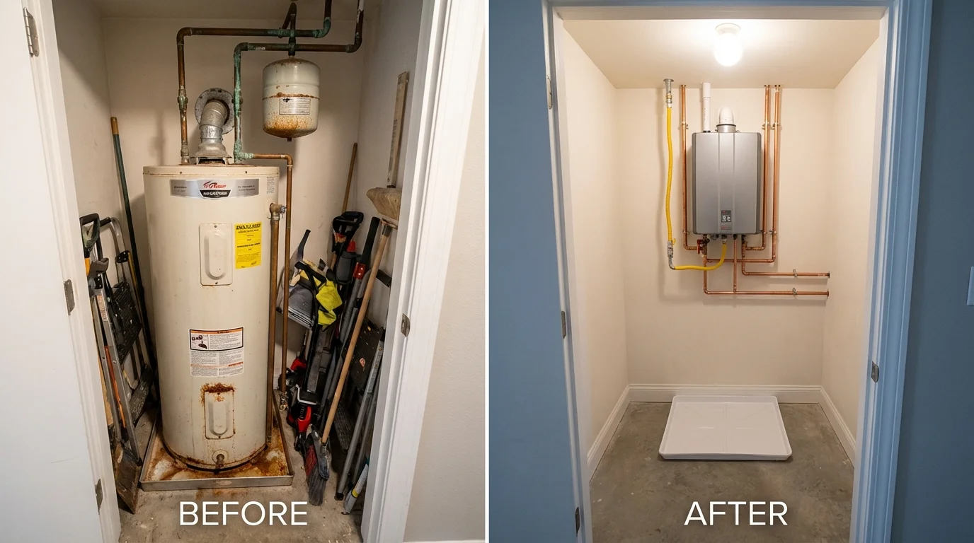 Tank water heater versus wall-mounted tankless unit comparison for Fairland, OK homeowners